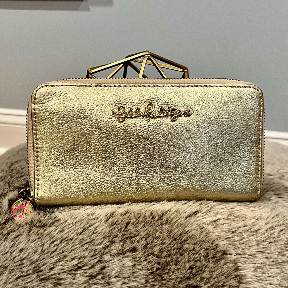Lilly Pulitzer Gold Continental (zip around) Wallet